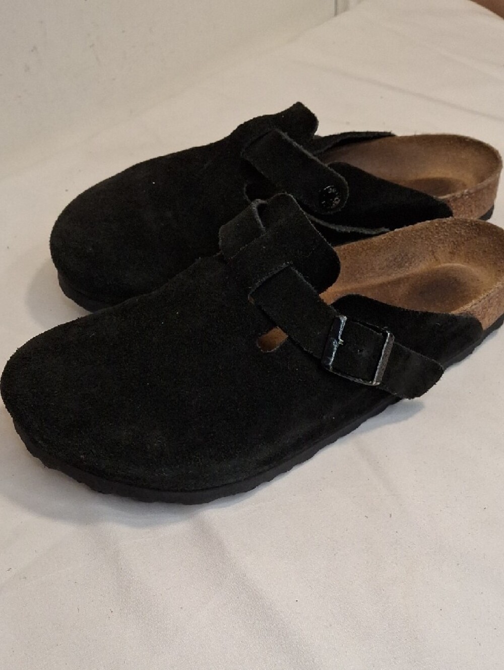 Birkenstock Women's Black Suede Clog Buckle Slip On Sandals. Lightly Worn. - Picture 3 of 10